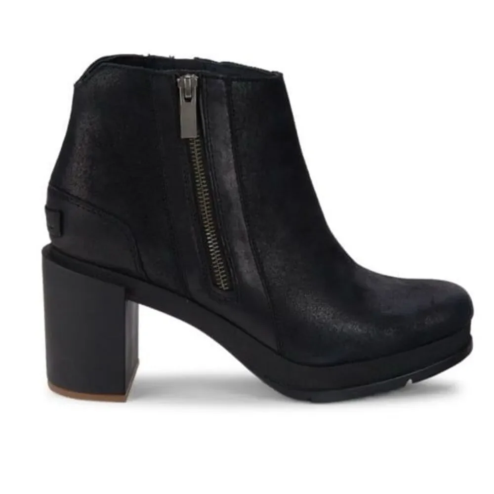Sorel Women's Blake Leather Zip Block Heel Booties Black Size 9